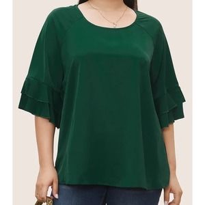 BloomChic Plus Size 22 24 Black Round Neck Women's Blouse 3X